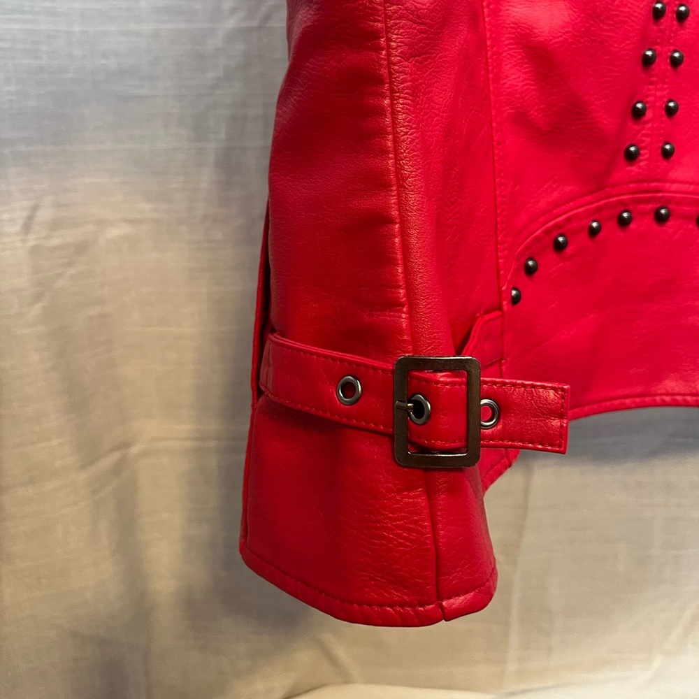 Red faux leather jacket, XS - Picture 3 of 5